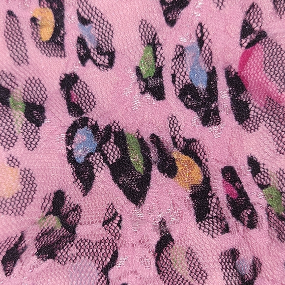 Bandeau Lace & Mesh Pink Animal Print - Picture 2 of 10